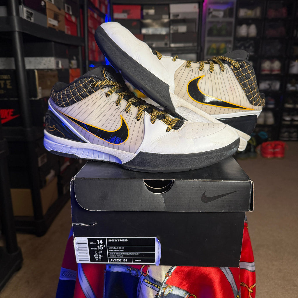 Nike Kobe 4 Protro White Black Del Sol