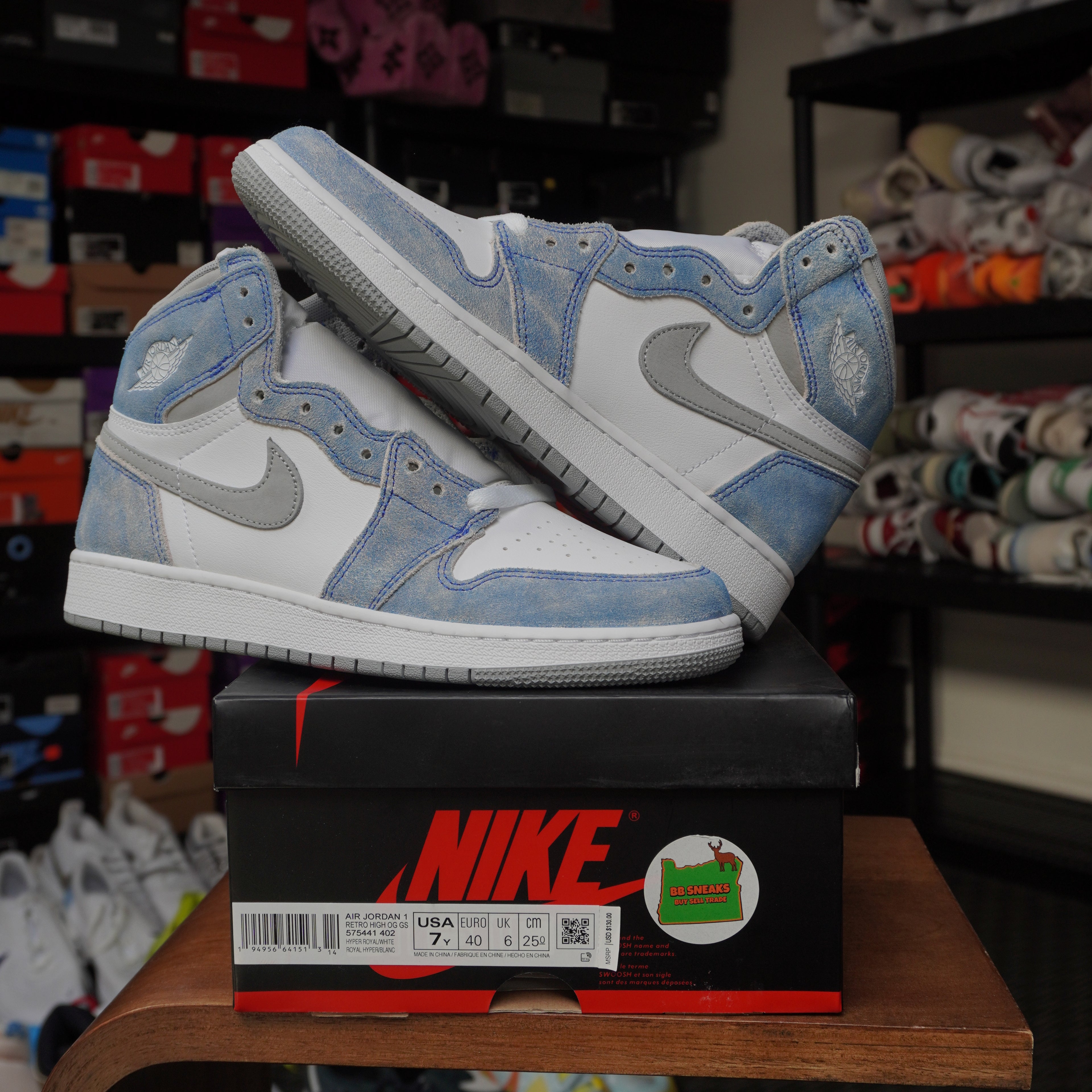 Jordan 1 Retro High Hyper Royal Smoke Grey (GS)