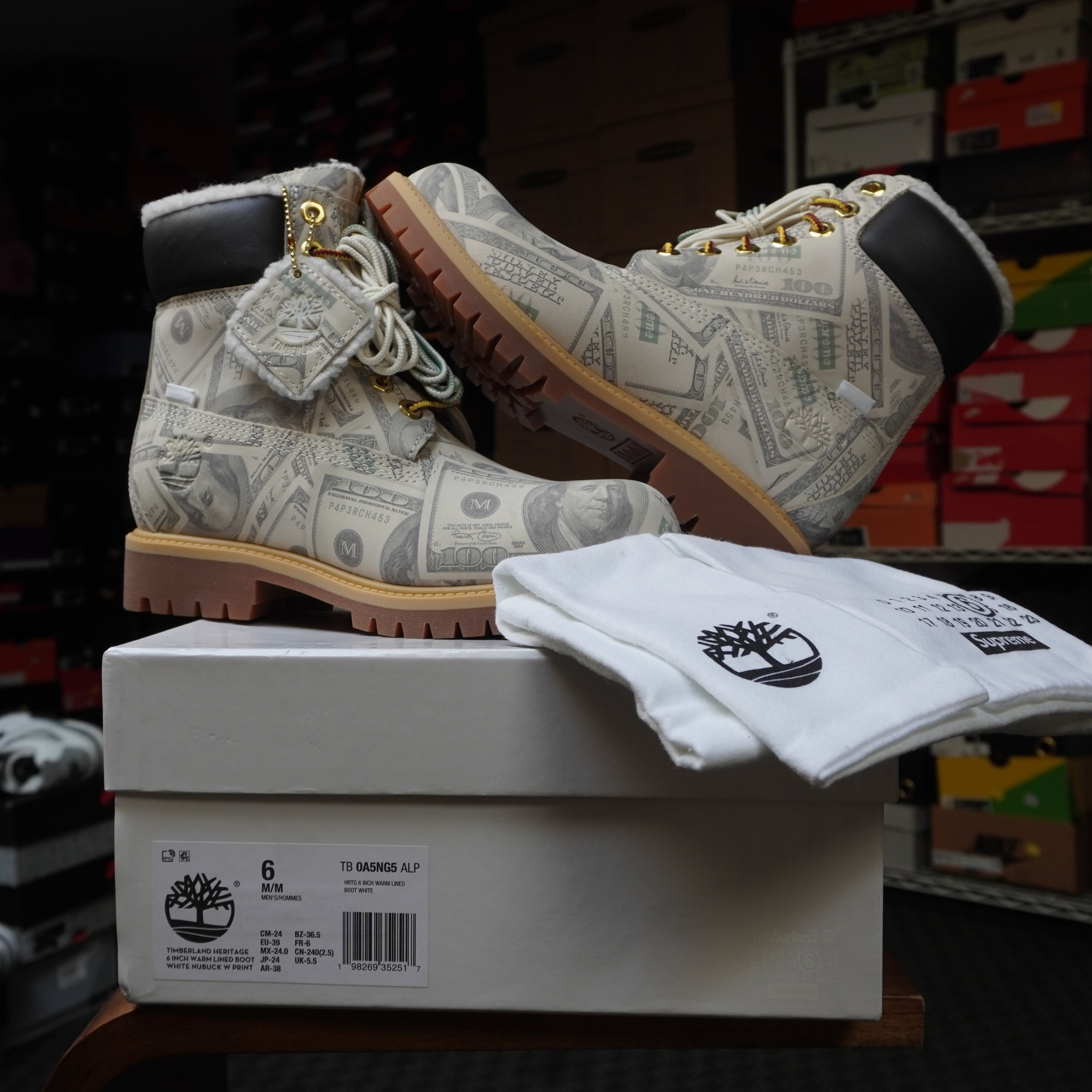 Timberland 6" Premium Waterproof Boot Supreme x MM6 Maison Margiela $100 Bills