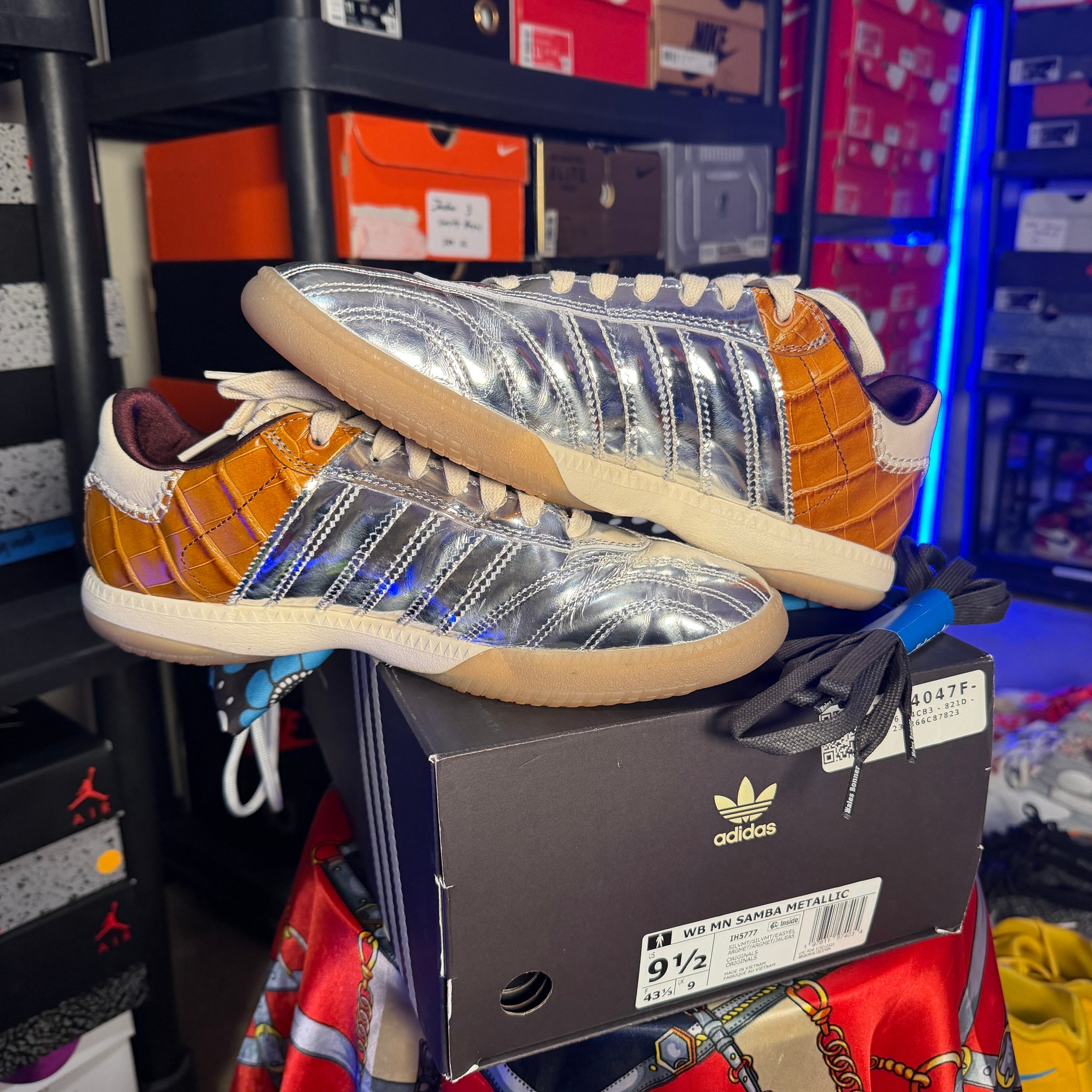 adidas Samba Millennium Wales Bonner Silver Metallic Yellow Croc