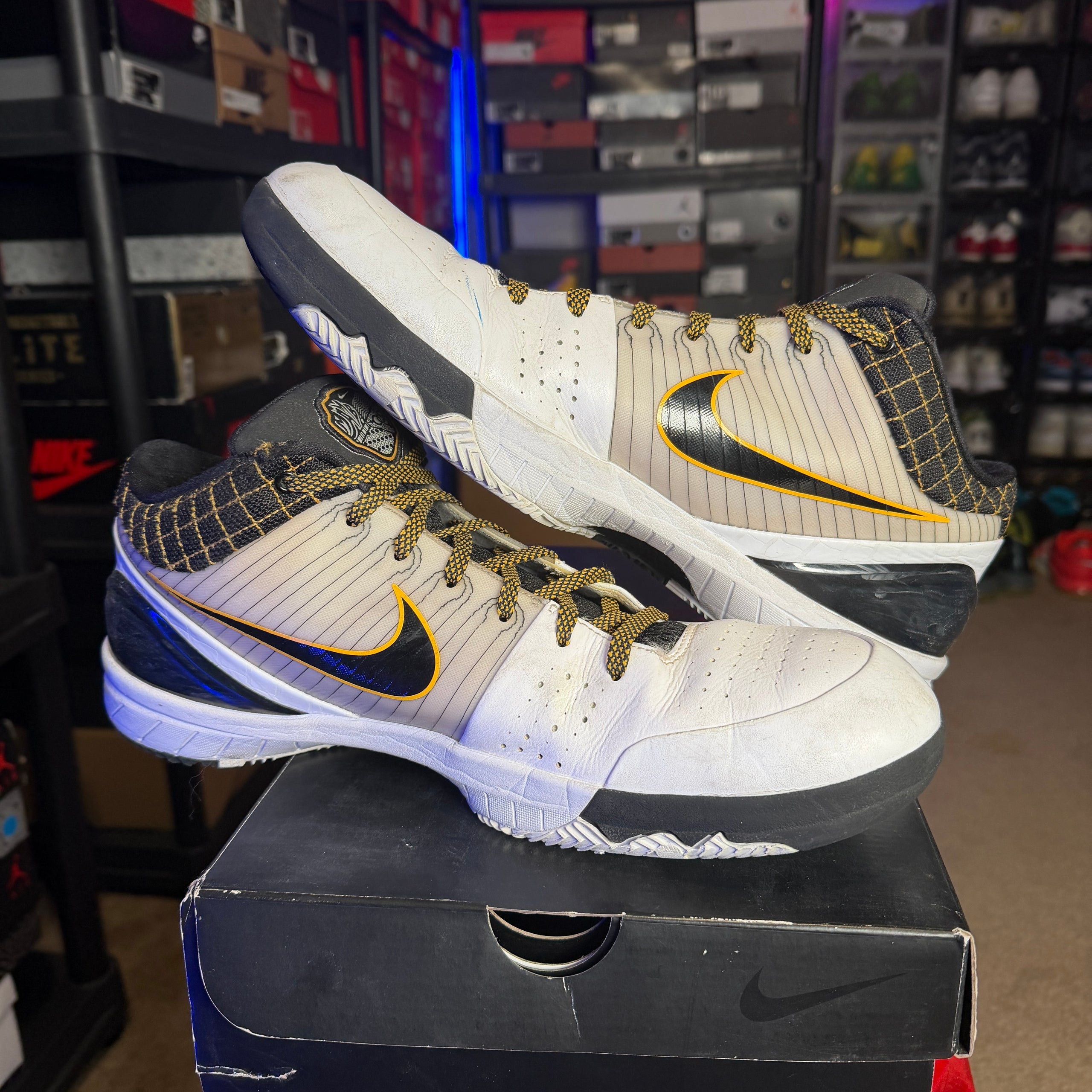 Nike Kobe 4 Protro White Black Del Sol