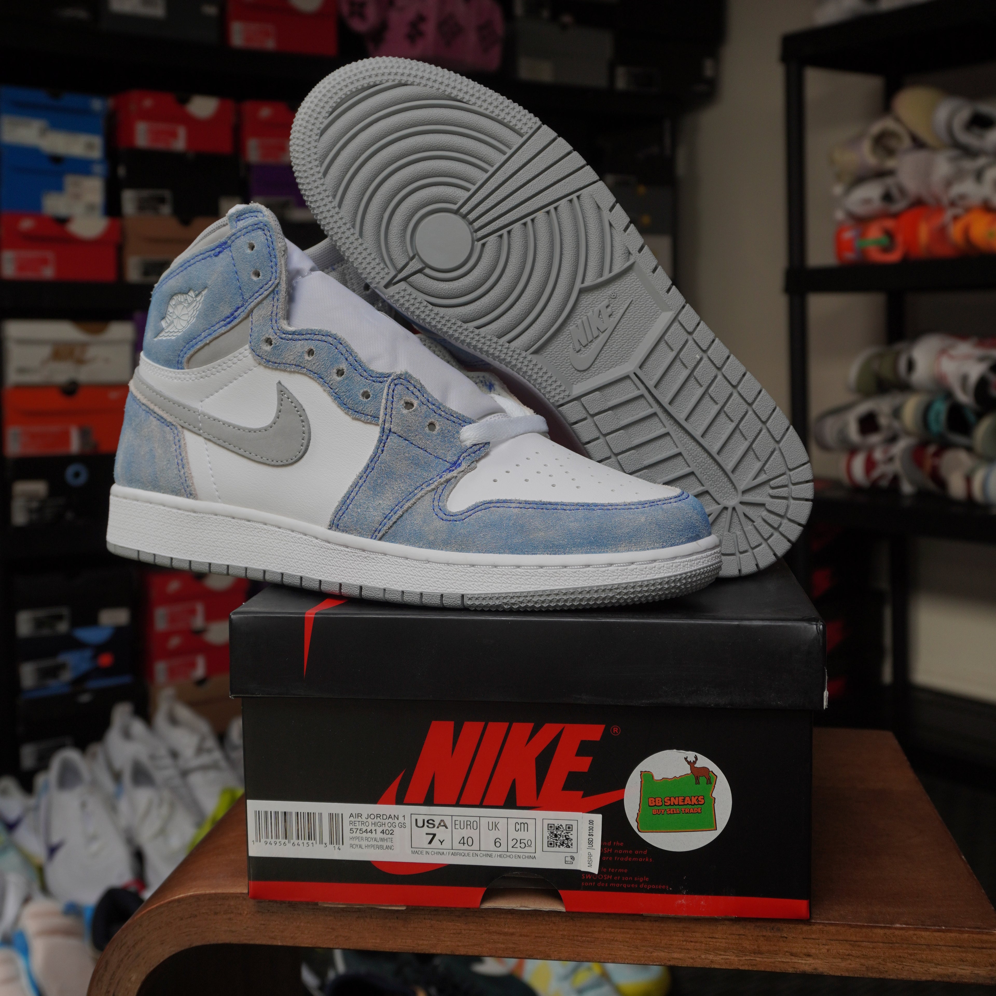 Jordan 1 Retro High Hyper Royal Smoke Grey (GS)